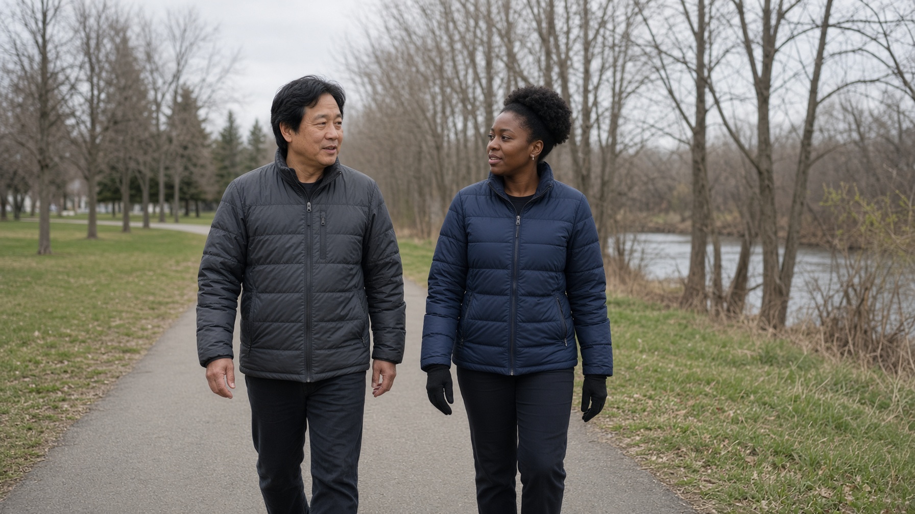 Two people walking in a Minnesota park — a community life that includes who they are.