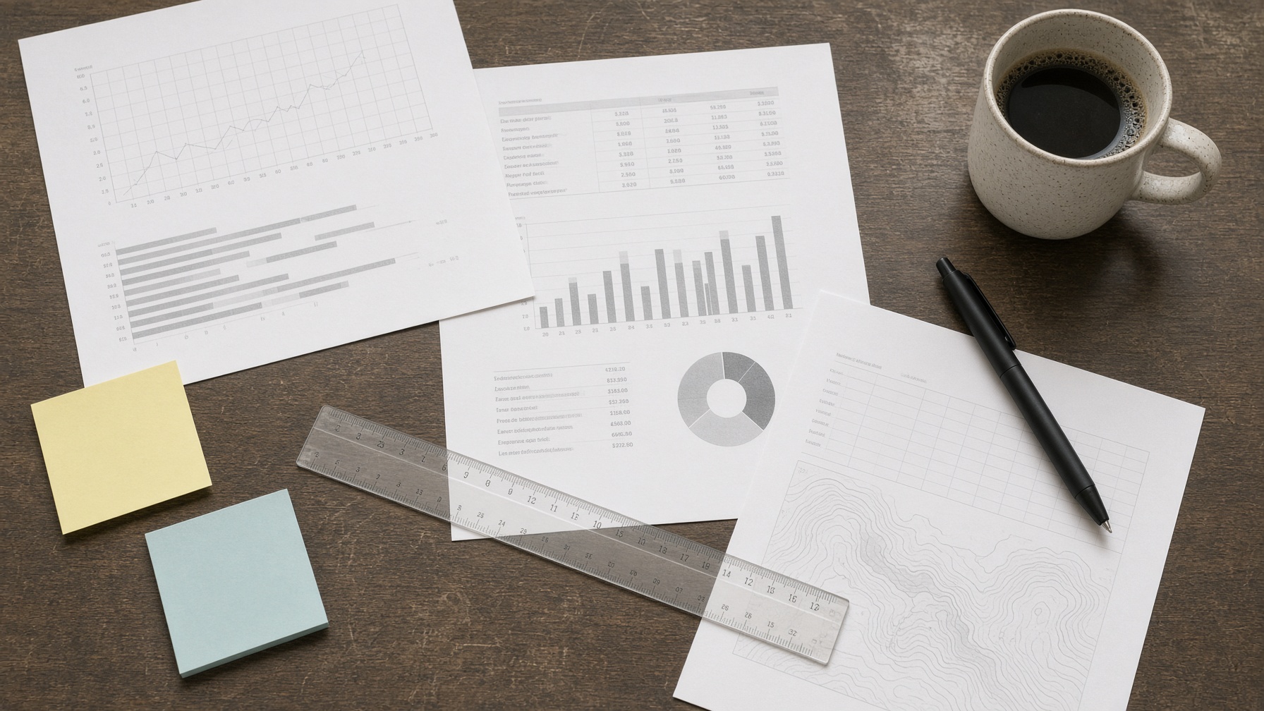 Printed pages on a desk — a chart that may be hiding a group.