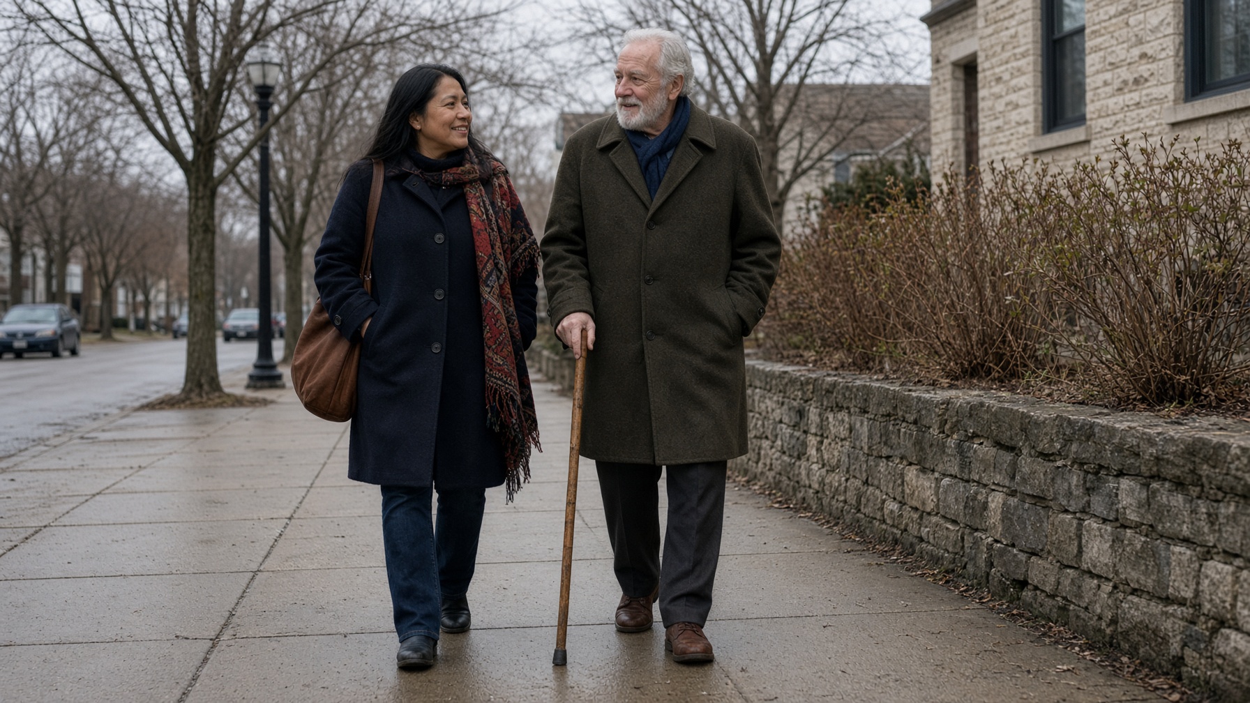 Two people walking — a process that can travel with more than one kind of body.