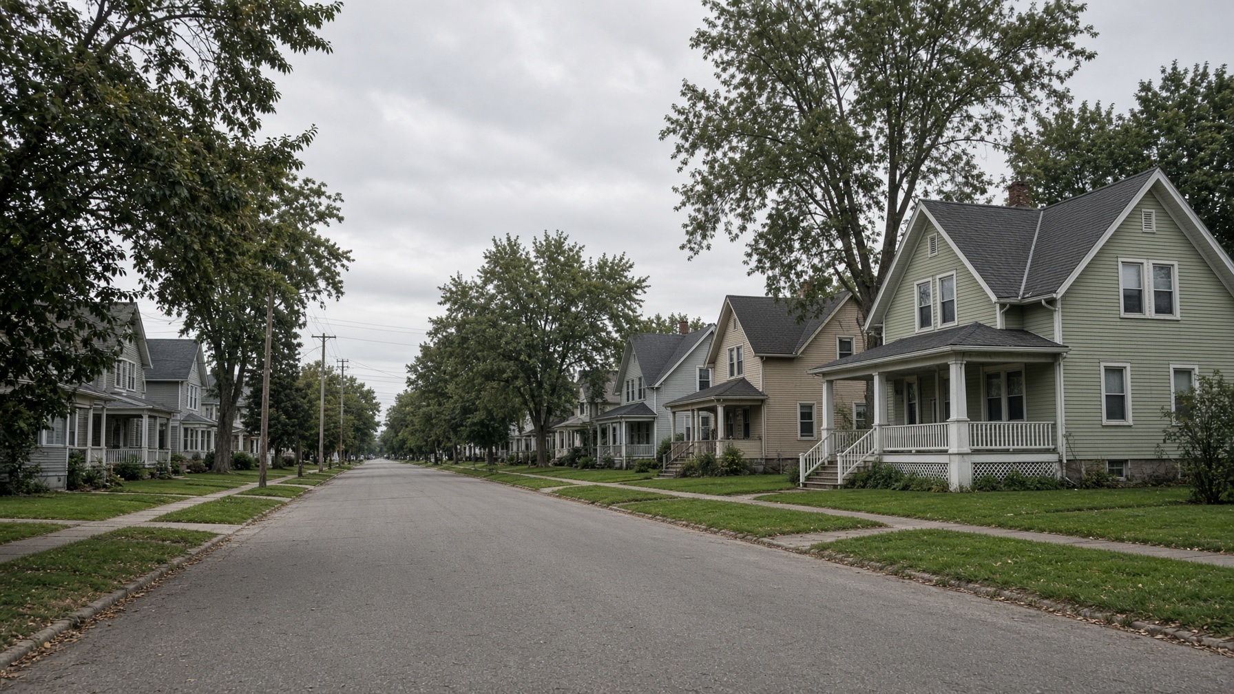 A modest Minnesota street — home equity is how most families store a cushion.
