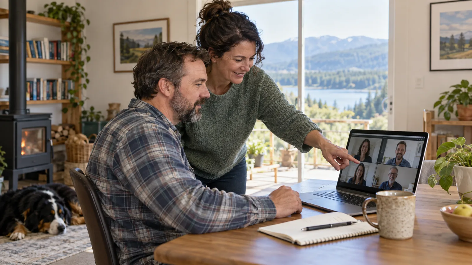 Photograph of colleagues in a scene of rural virtual access.