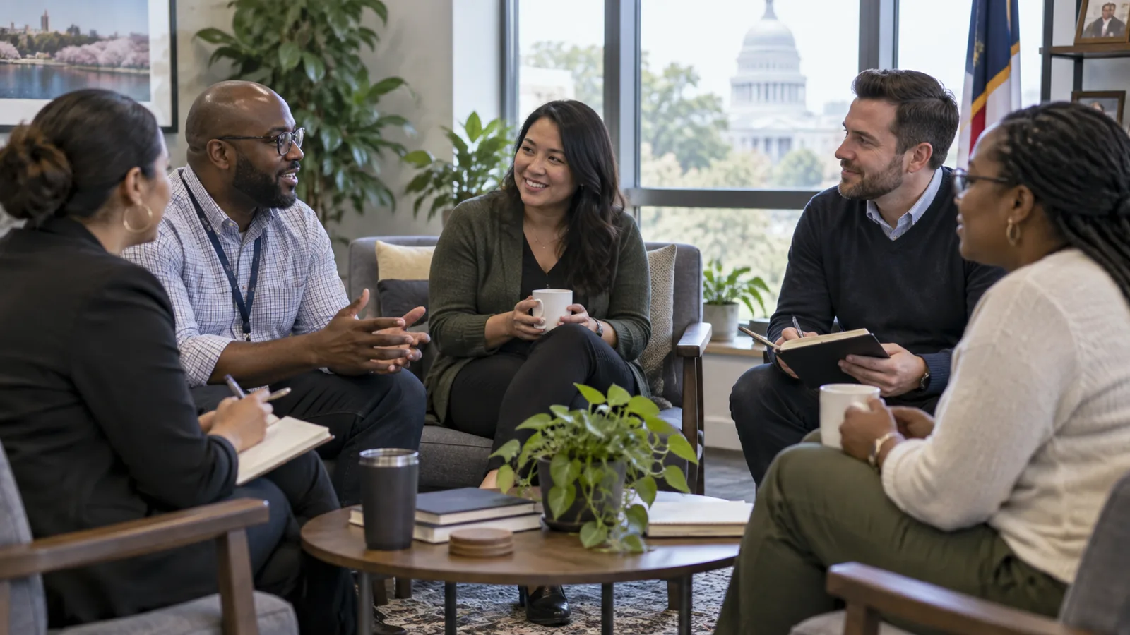 Photograph of colleagues in a scene of employee resource group.