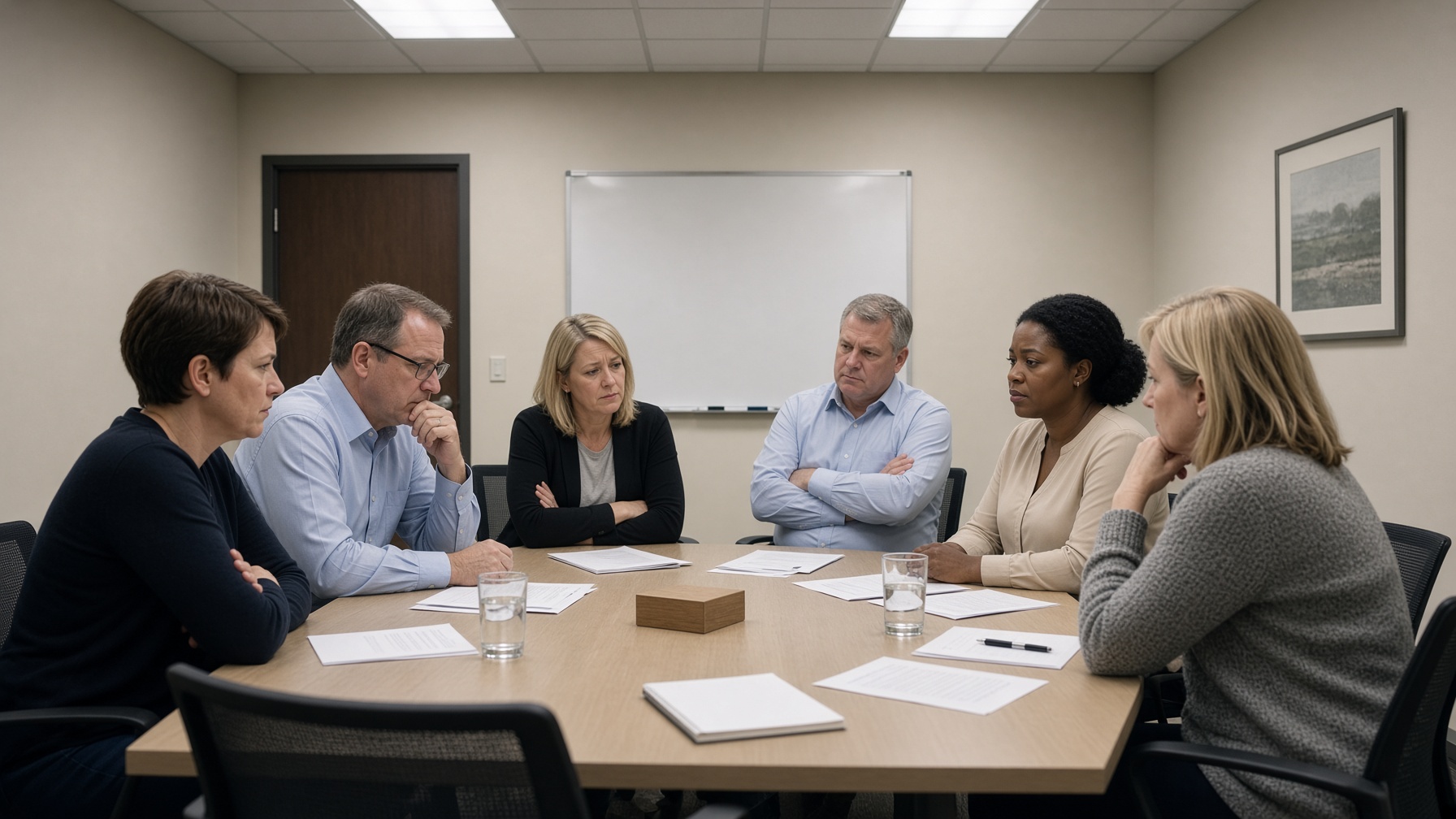 A government team sits around a conference table.